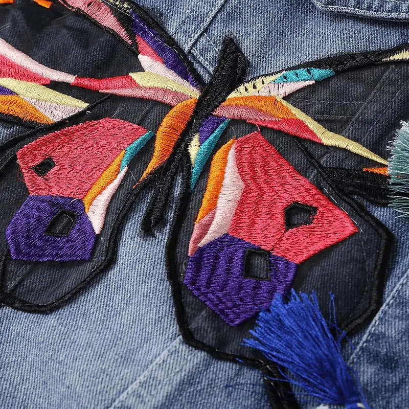 Claire Embroidered Butterfly Denim Jacket