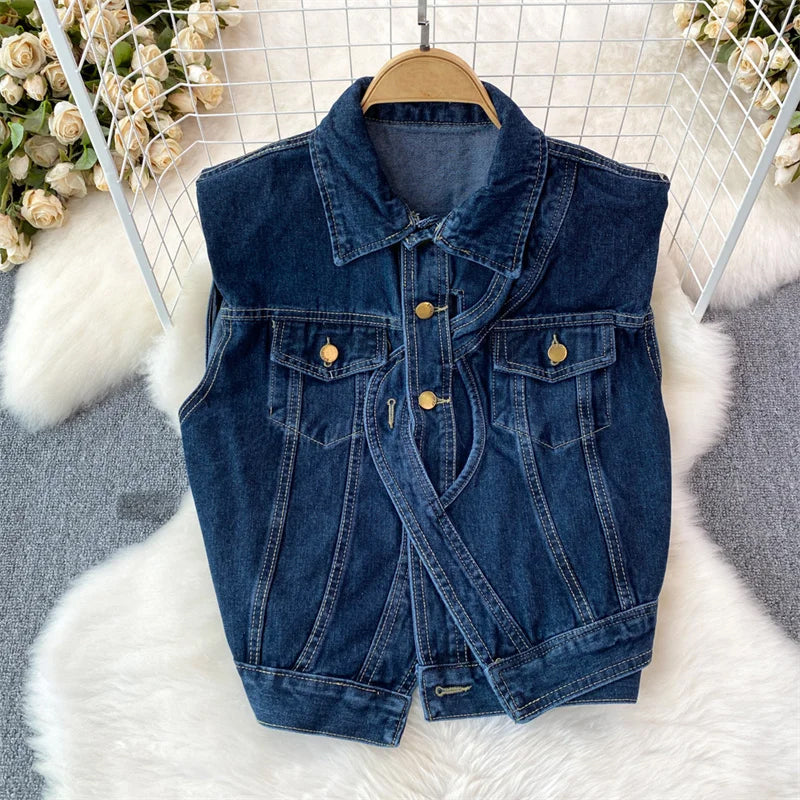 Claire Femme Frayed Denim Vest