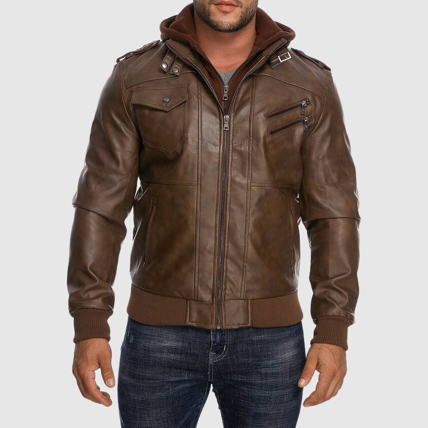 Dan Anthony Hooded Leather Jacket