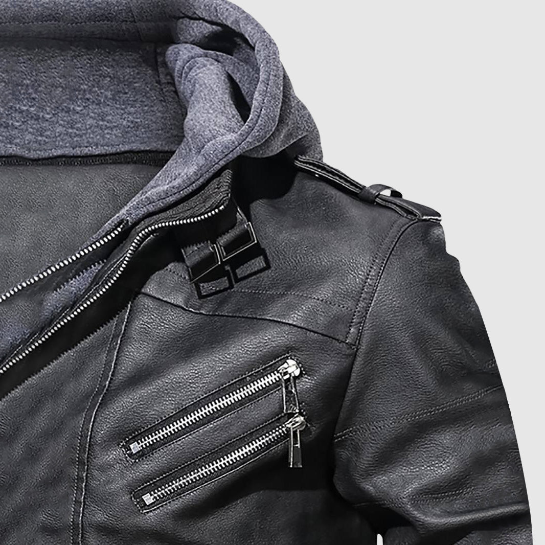 Dan Anthony Hooded Leather Jacket