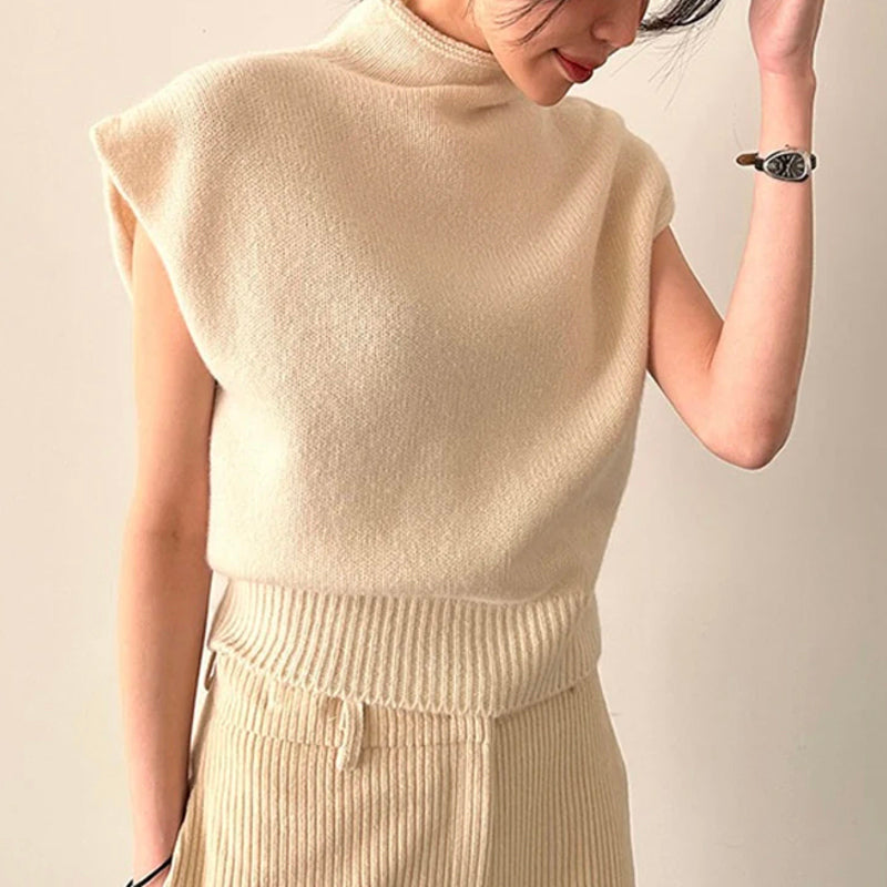 Isabelle Turtleneck Sleeveless Knitted Sweater