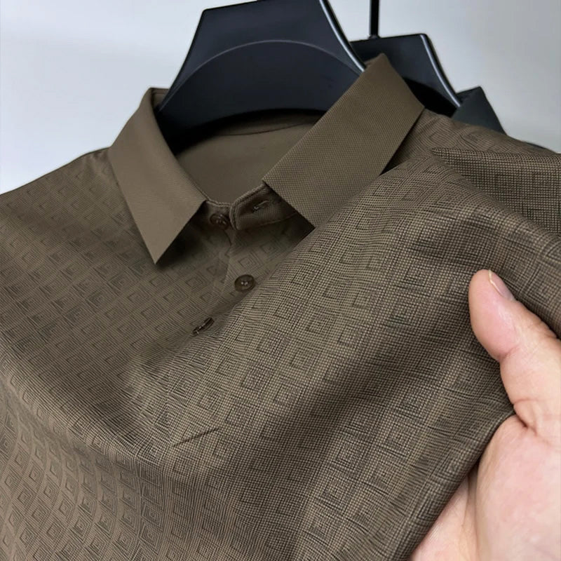 John Wellington Nano Silk Polo Shirt in Brown