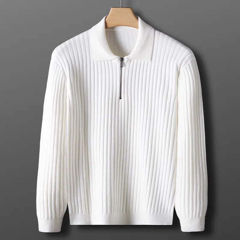 John Wellington Pinstripe Polo Sweater