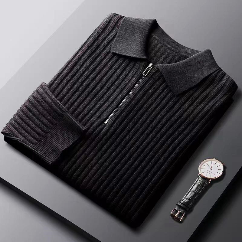 John Wellington Pinstripe Polo Sweater