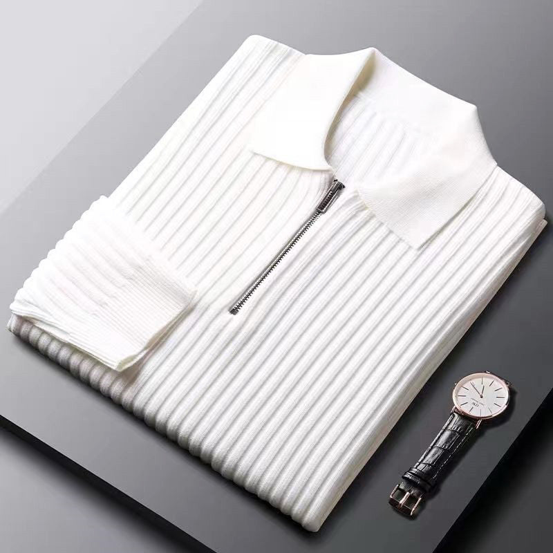 John Wellington Pinstripe Polo Sweater