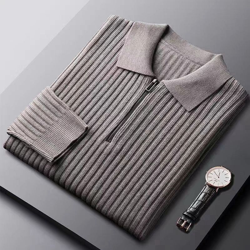 John Wellington Pinstripe Polo Sweater