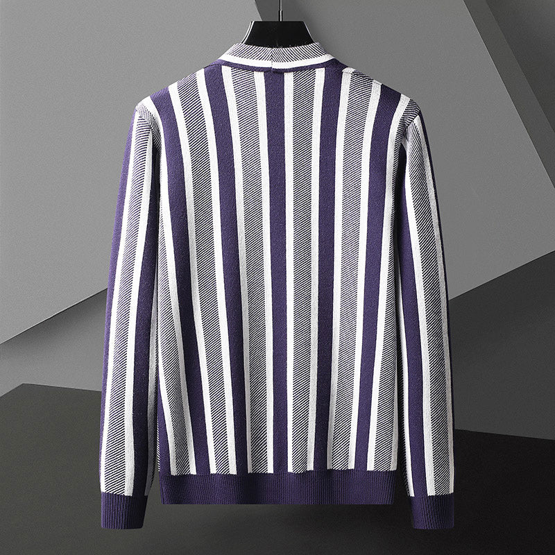 John Wellington Striped Cashmere Cardigan