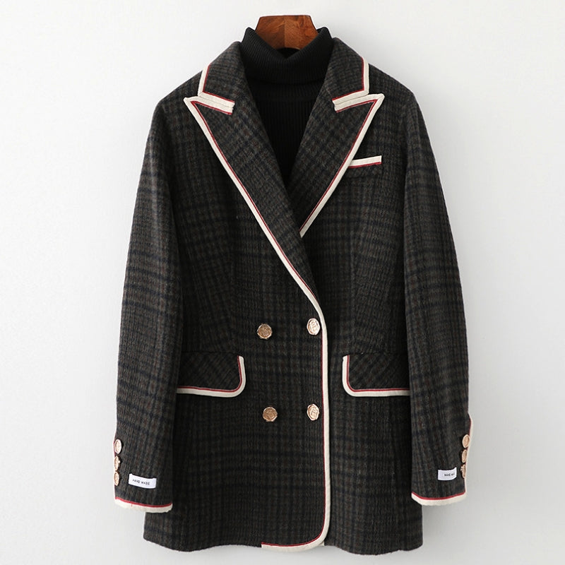 Olivia Grace Woolen Plaid Coat