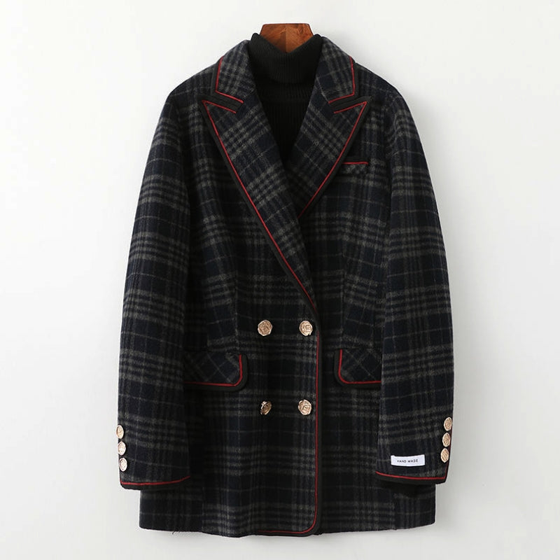 Olivia Grace Woolen Plaid Coat