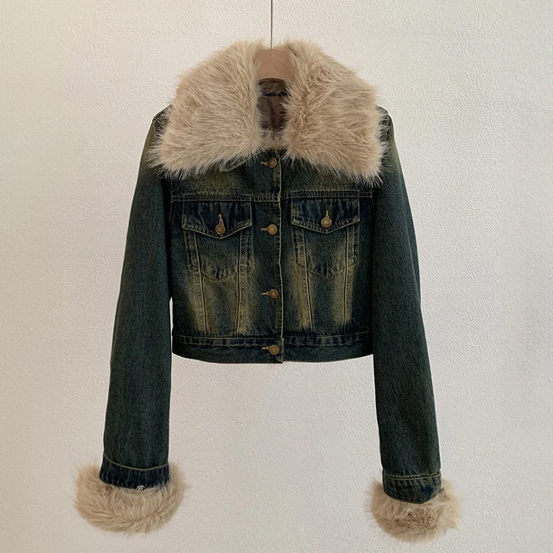 Olivia Klein Adaptable Fur Denim Jacket