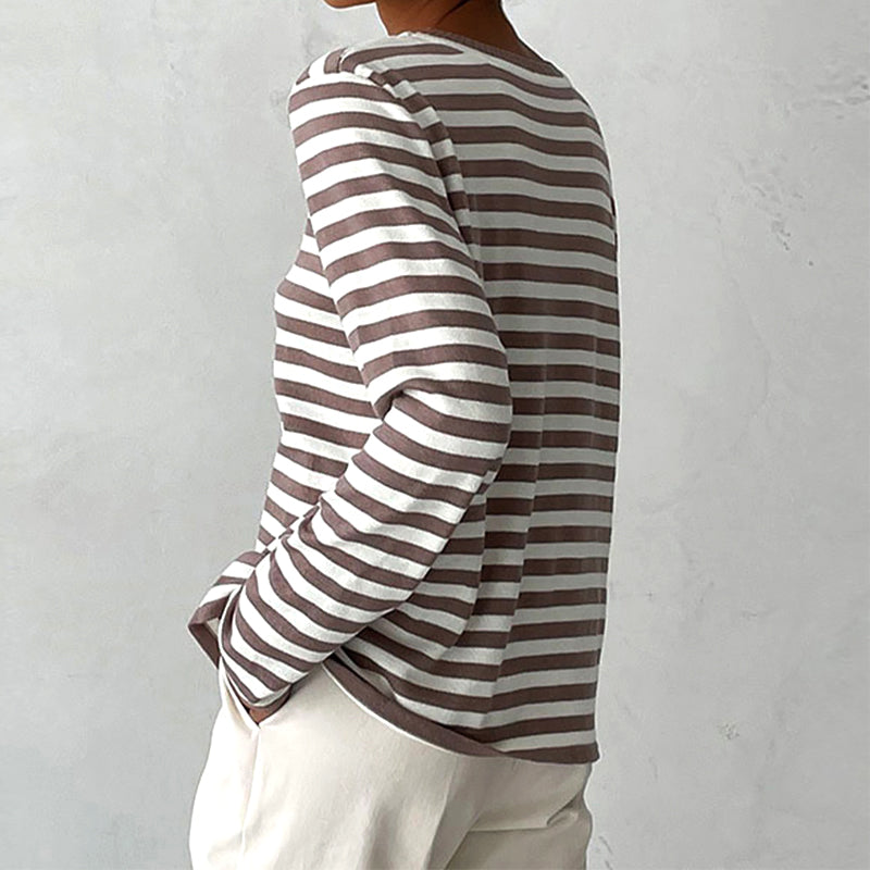 Olivia Klein Chic Striped Long-Sleeve Shirt