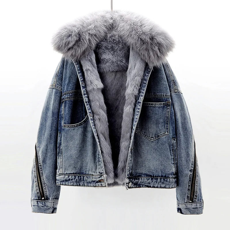 Olivia Klein Fur Urban Denim Jacket