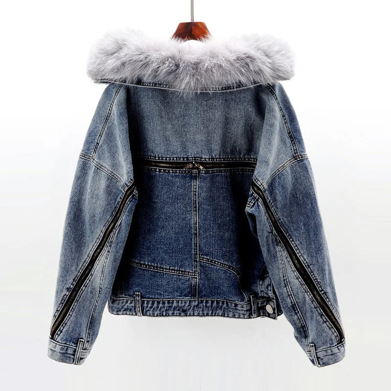 Olivia Klein Fur Urban Denim Jacket