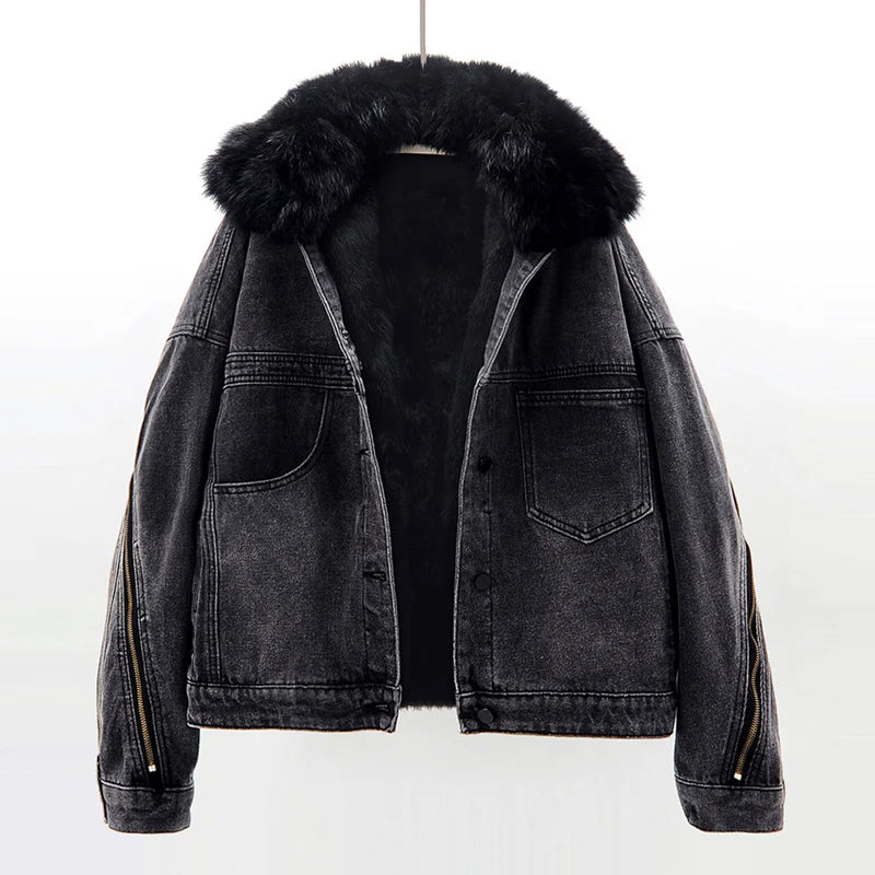 Olivia Klein Fur Urban Denim Jacket