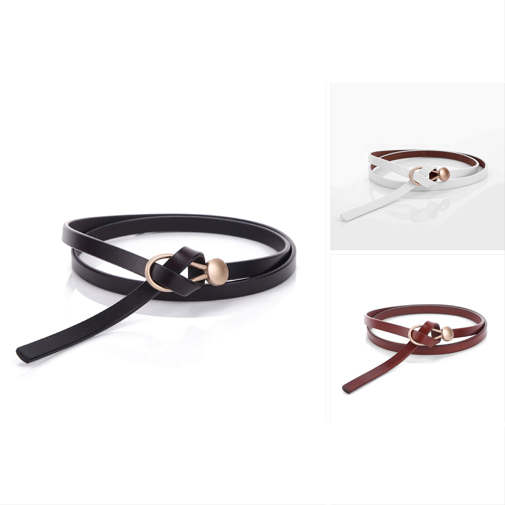 Olivia Klein Lux Touch Leather Belt