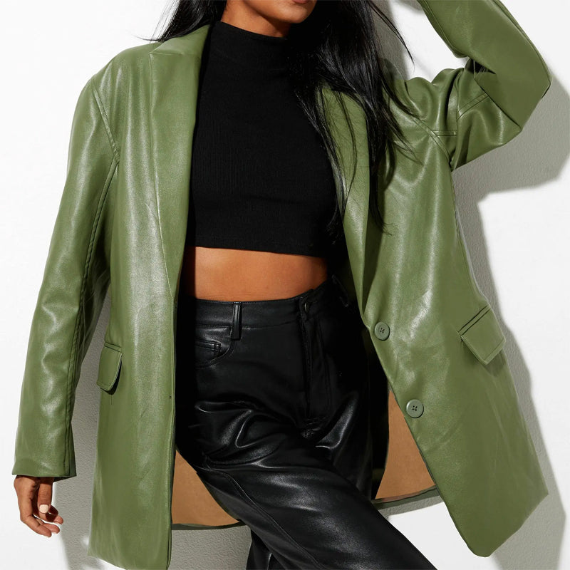 Roxy Faux Leather Blazer