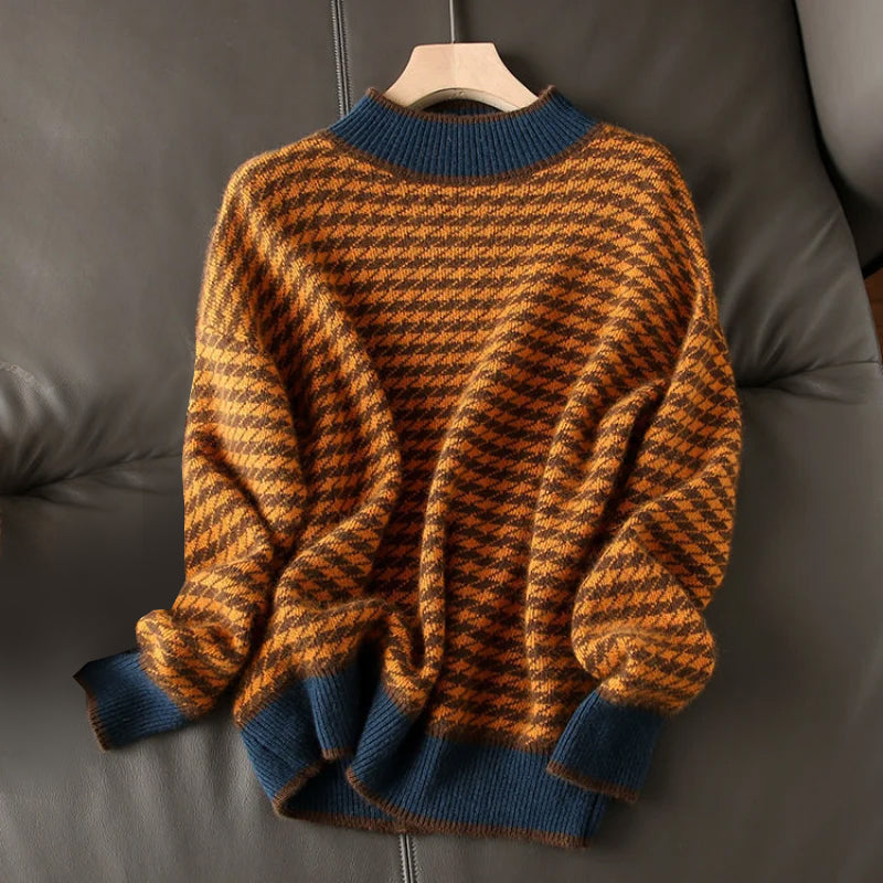 Zoe Knitted Plaid Sweater